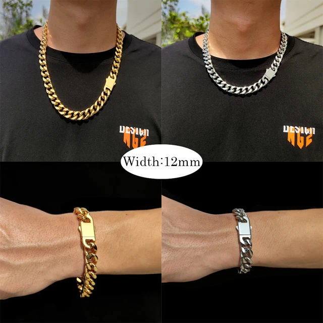 Collana Hip Hop Cubano Collana Hip Hop In Oro Placcato - Catena Cubana Spessa 30x25 Mm, Stile Miami, Lunghezza 30 Pollici Collana Miami 30x25mm - Foto 10