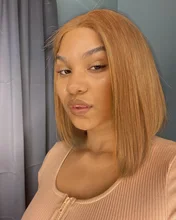 Jengibre Bob corto pelucas de cabello humano Rubio transparente peluca con malla frontal 13*1 Remy peruano recto naranja malla con división frente pelucas de cabello