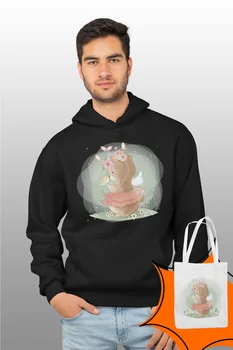 

Angemiel Wear Kuşla Oynuyan Sweet Teddy Bear Black Male Hooded Sweatshirt Bags Kombin