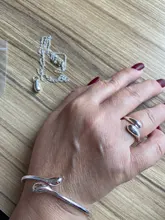 Conjunto de joyería nupcial para boda, joyería de plata 925, collar de gota de agua, brazaletes, anillos, pendientes, regalos de fiesta para mujer