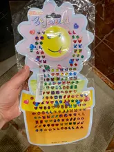 ¡Color al azar! Calcomanías de cristal con dibujos animados para niños, pegatinas para niños, pendientes, juguete divertido, 1 hoja