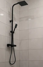 Bathroom Faucet Black Rain Shower Head Thermostatic Bath Faucet Wall Mounted Bathtub