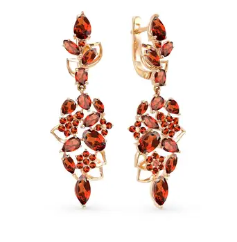 

Gold earrings with Garnet sunlight sample 585 test