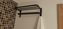 Hanger Organizer Towel-Holder Shower-Rack Bathroom-Accessories Folding Black Aluminum