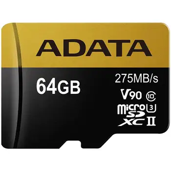 

Memory card Micro SDXC UHS-II Capacity 64 GB Class 10 speed 275 MB / sADATA69.16