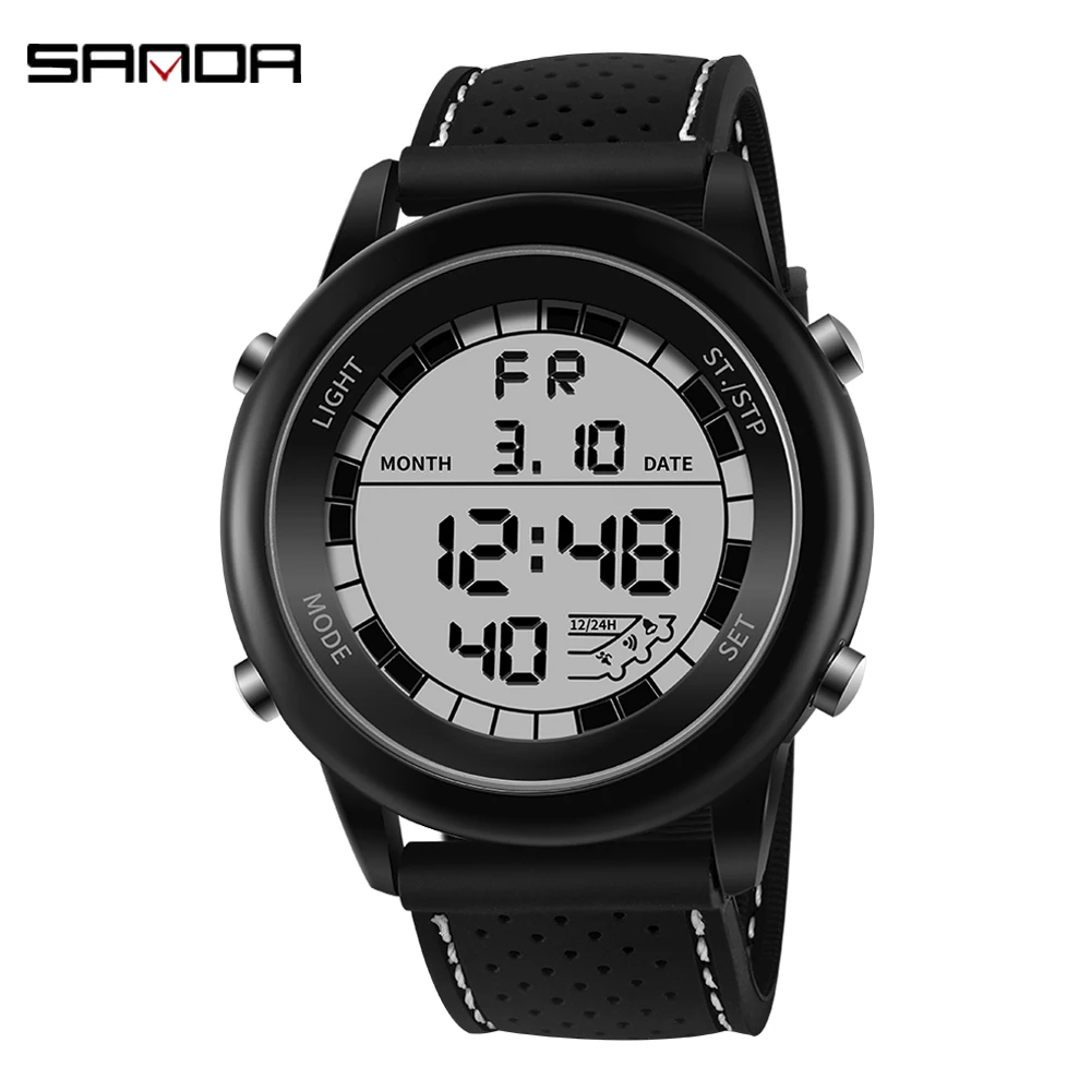 

SANDA Fashionble Watch Outdoor Sport Men Watch Luminous Waterproof Multi-Function Electronic Watches Student Large Dial watches