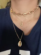 Tocona-collar con colgante de concha de verano para mujeres, cadena de oro para mujeres, Gargantilla ajustable, accesorios de playa, B07303