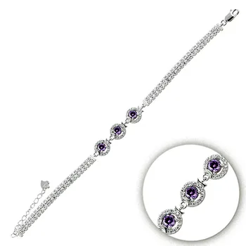 

KUTAYDAN 925 Sterling Silver Zircon Stone Bracelet
