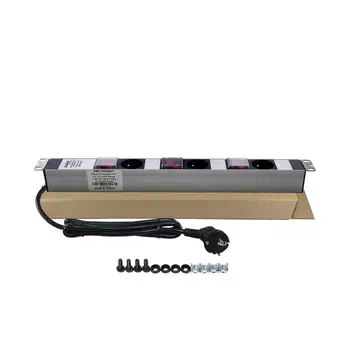 

19'' 1U (1+1+1) 3 WAY FRENCH TYPE NFC 61314 SOCKET 3 UNITS ON / OFF LIGHTED SWITCH ALUMINIUM PROFILE FRAME PDU