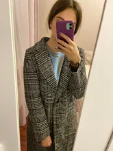 Plaid Coat Pocket-Jackets Cashmere Autumn Winter Long Women Outwear Warm Thickness Casual