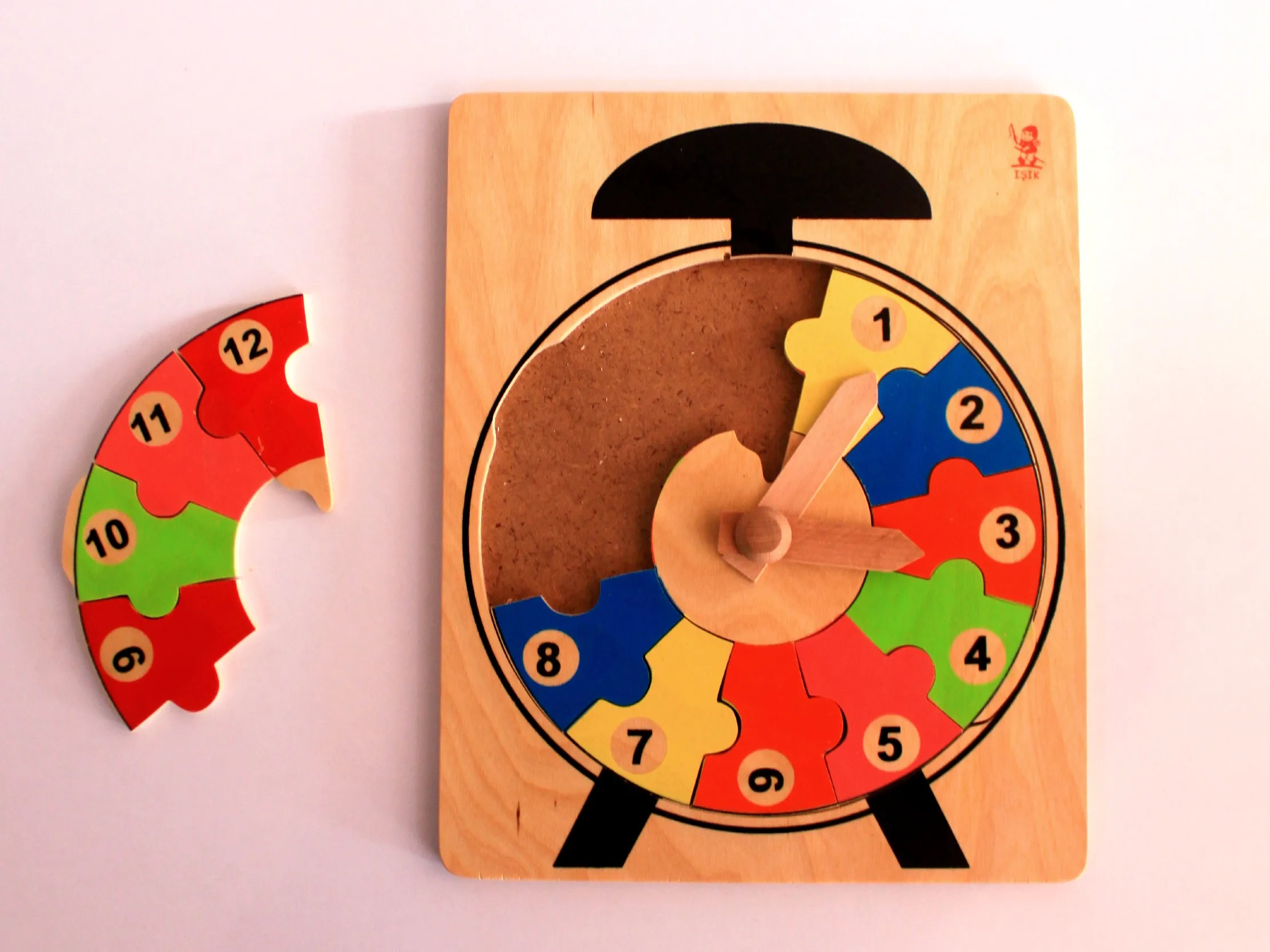 Puzzle Clock For Babies Wooden Numbers Shape Color Part Learning To Kid's Educational Montesorri  Model Building by Isik Oyuncak pull back bus model movable learning simulated lifelike realistic wooden playset