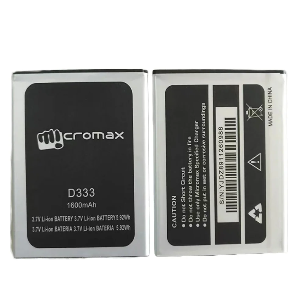 20 шт./лот батарея для Micromax D333 телефон 1600mAh Baterij батареи
