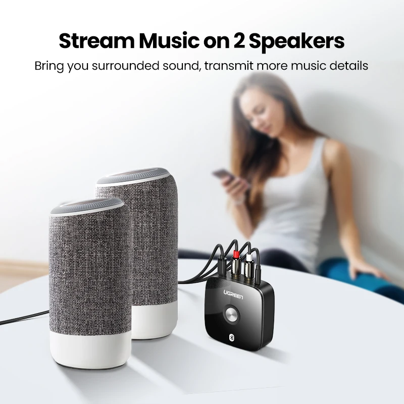 Adaptador sem Fio Música para tv Receptor de Áudio Ugreen Bluetooth Receptor Aptx ll 3.5mm Jack Aux Carro 3.5 Rca 5.0 Mod. 1427826 - Image 4