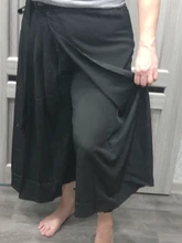 Wide Leg-Trousers Fit-Pants Pleated Spring Autumn Split Black High-Elastic Women Fashion