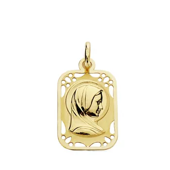 

Medal 18k gold Virgin Girl fence openwork 19mm. [AB3690]