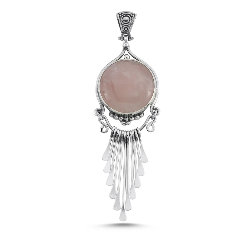 

Silver 925 Sterling Pink Quartz Stone Handwork Pendant