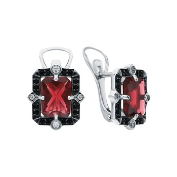 

Silver earrings with nanocrystal, cubic zirconia and Garnet sunlight