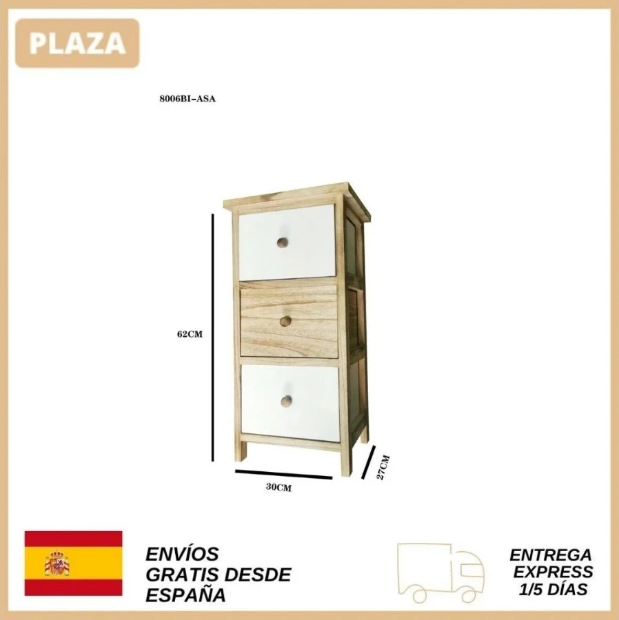 Cajoneras Bi-asa 3 Bicolor Marrón Y Blanco 27x62x30 Envió Rapido Desde España - Living Sets AliExpress