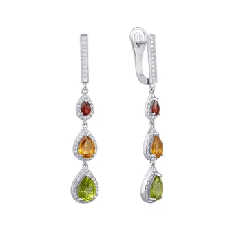 

Silver earrings with Garnet, citrine and cubic zirconia sunlight sample 925