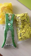 Aplicador de marcador para orejas de oveja, 001-100, Kit de dentificación de cabra, con 2 uds. De alfileres, pinzas para etiquetas