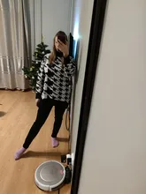 White Sweater Turtleneck Long Pullover Simplee Knitted Houndstooth Black Women Warm Fashion