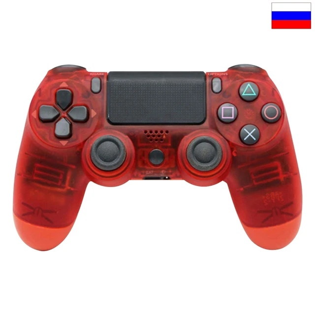 Game Pad (joystick) Wireless Bluetooth for PS4, controller suitable for iOS, Android, PS4, PC wireless Bluetooth game controller for PC mobile phone TV box computer joystick for tablet PC TV gamepad joypad controller Red Crystal