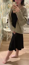 Oversize Sweater Coats Women Cardigans Knitted Beige Syiwidii Pink Fashion Solid Khaki