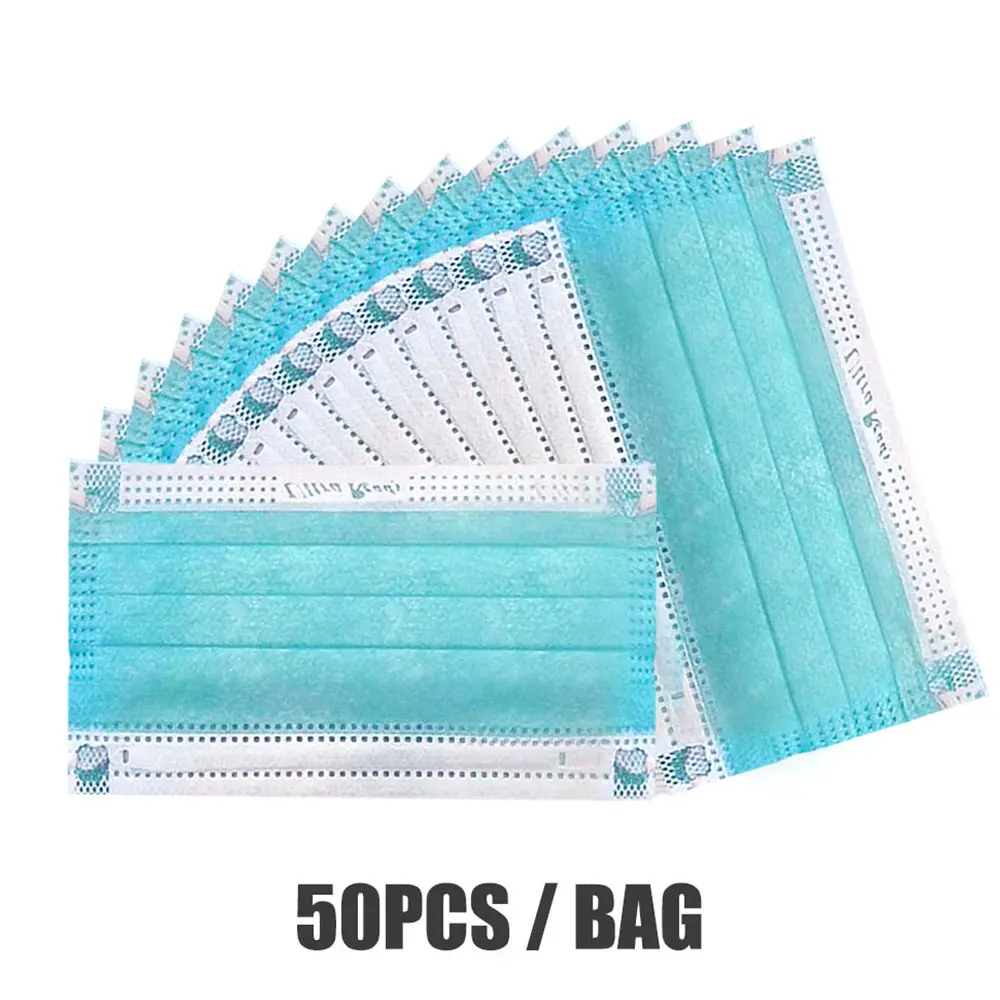 

Fast delivery Hot Sale 3-layer mask 50pcs Face Mouth Masks Non Woven Disposable Anti-Dust Meltblown Cloth Masks Earloops Masks