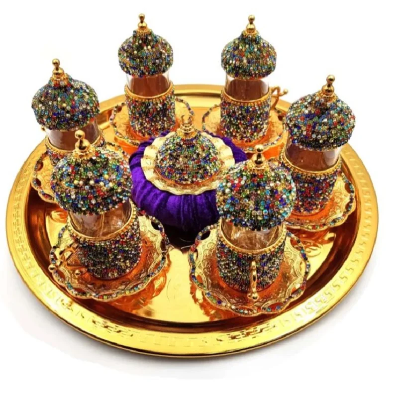C1-Turkish-Coffee-Sets-Turkish-Cups-Set-Made-in-Turkey-Arabic-Coffee-Sets-Set-of-6-Pearl-Swarovski-Stone-Covered-Handmade-Tea-Cups-Set-Espresso-Set-Copper-Coffee-Set-Turkish-Coffee-Cups-Sets-Gold-Silver-