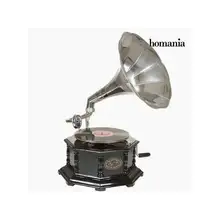 Граммофон из черного ВОСЬМИУГОЛЬНОГО стерлингового серебра-коллекционный старый стиль от Homania