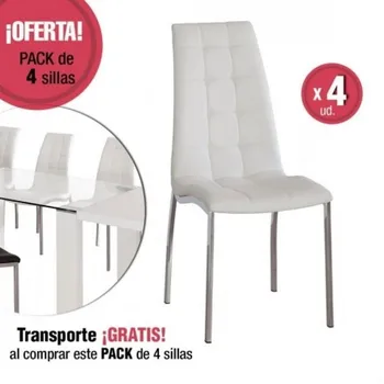 

Set of 4 dining chairs VALMA upholstered in leather and chrome legs
