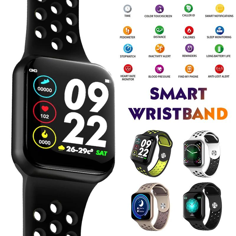 

2019 Newest F8 color screen smart bracelet Heart rate blood pressure blood oxygen monitor Motion tracking IP67 waterproof brace