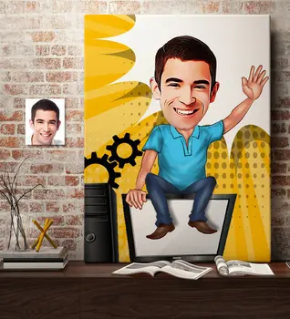 

Personalized Mr Computer Engineer Cartoon Canvas Table (70x100 cm.) 1