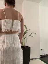 Tobinoone 2021 nuevo mujeres verano borla elegante vestido Club vestido de fiesta Sexy hombro embellecido con borlas Mini vestido