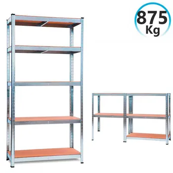 

Modular shelving Galvanized with 5 Adjustable Shelves 180x90x40cm 875Kg GH91