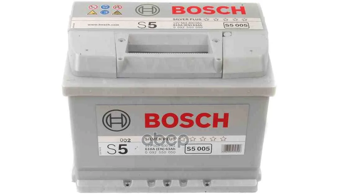 Акб Bosch S5/12v 63ah 610a(D242 X D175 X H190)(-) 0092s50050 Bosch арт. 0092S50050