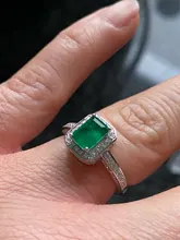 Realytrust-anillo de compromiso de Plata de Ley 925 con diamantes de Esmeralda, joyería de compromiso, para mujeres