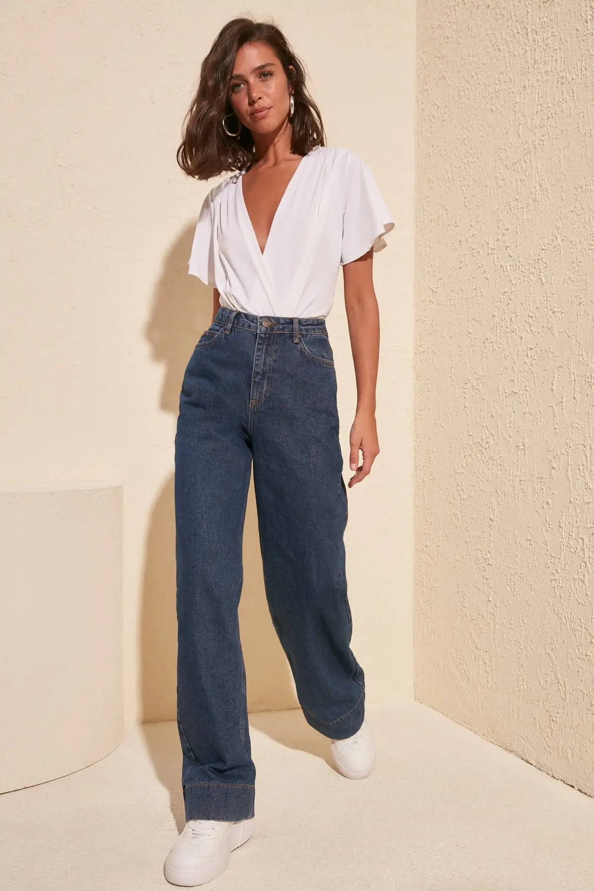 Trendyol Trotting Detailed High Bel Wide Leg Jeans TWOSS20JE0148|Jeans| - AliExpress