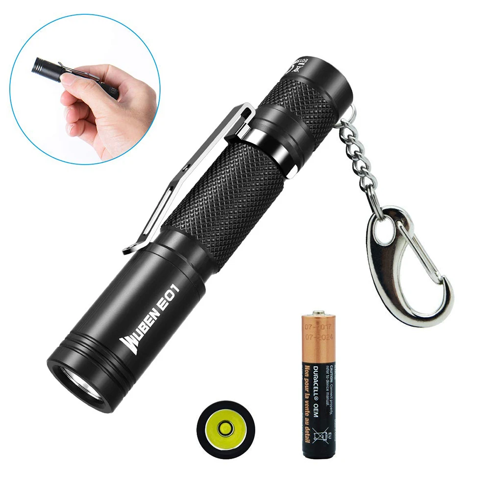 

WUEBN LED Mini Flashlight Keychain CREE Light Small Lightweight Torch IP68 Waterproof Flashlights with AAA Battery