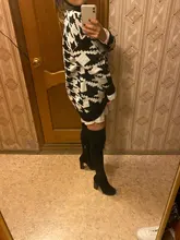 White Sweater Turtleneck Long Pullover Simplee Knitted Houndstooth Black Women Warm Fashion