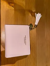 Cartera corta de piel sintética con borla y cremallera para mujer, monedero pequeño, monedero, tarjetero rosa