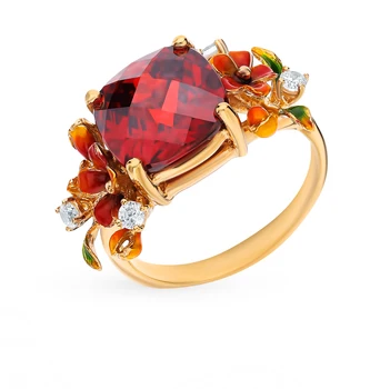 

Silver ring with cubic zirconia and sunlight enamel sample 925