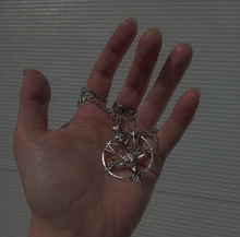 Collar de cadena con colgante de cabeza de cabra y calavera, joyería Vintage, pentagrama, hombre y mujer