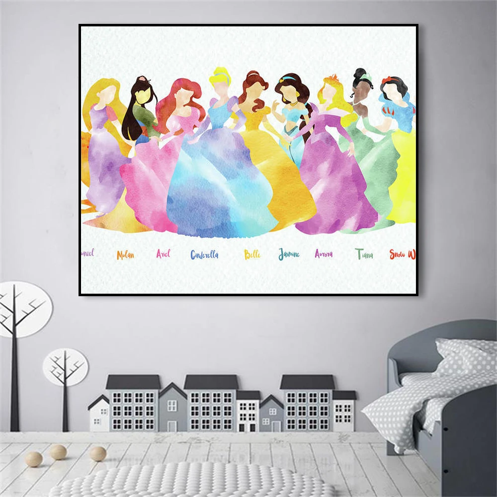 ディズニープリンセス漫画抽象的な水彩ポスター白雪姫シンデレラキャンバス絵画壁アートリビングルーム家の装飾 Aliexpress ディズニープリンセス漫画抽象的な水彩ポスター白雪姫シンデレラキャンバス絵画壁アートリビングルーム家の装飾 Aliexpress