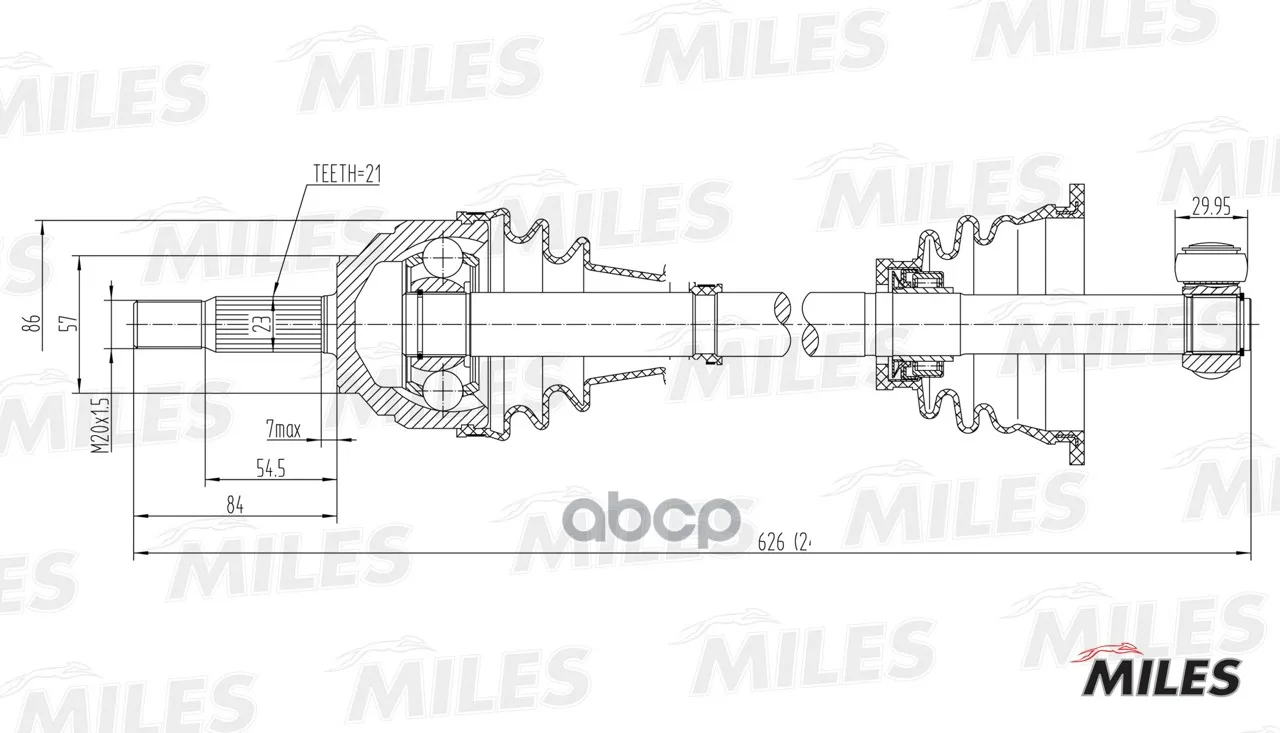 Привод В Сборе Renault Clio Ii/Kangoo 1.2-1.6 97-09 Лев. Miles Gc01106 Miles арт. GC01106