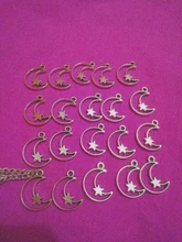 Stars Charms Pendant Jewelry-Findings WYSIWYG Moon DIY Silver-Color Hollow Antique 20pcs