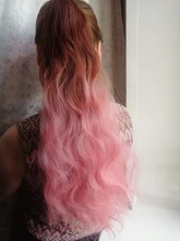 Coleta de colores degradados sintética para mujer, extensiones de cabello con Clip, estilo rizado ondulado, cola de poni, peinado azul y rosa