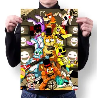 Плакат 5 Ночей с Фредди Five Nights at Freddy&amp#039s ФНАФ Аниматроники №64 А2 | Дом и сад