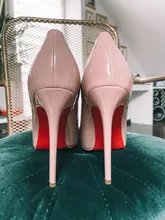 Onlymaker-zapatos de charol rojos con punta estrecha para mujer, calzado Original de alta calidad, 10, 12CM, talla grande US5 ~ US15