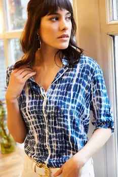 

Ola Women Blue Tie Dye Viscose Shirt GML-19000588